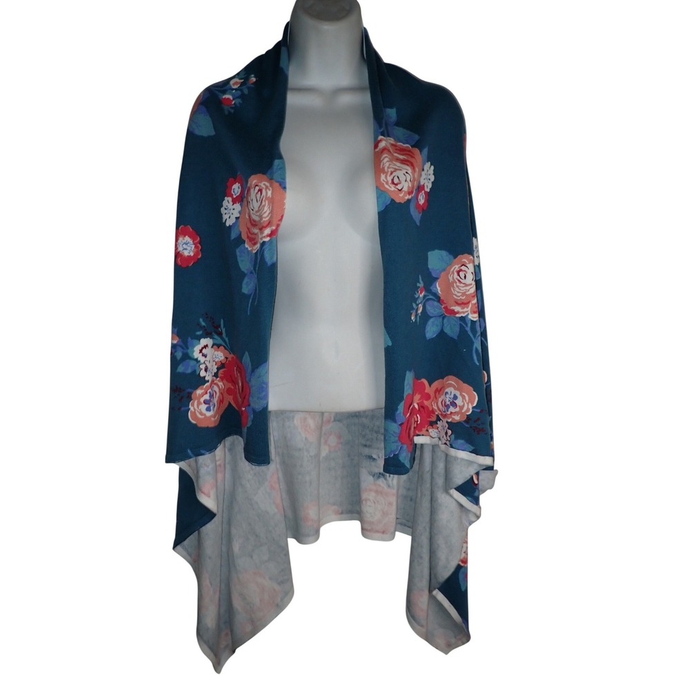 Matilda Jane Womens Cozy Days Teal Floral Cardigan Sweater Size S Open